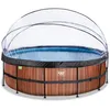 Image de Piscine Tubulaire Ronde - EXIT Toys - Wood - 488x122 cm - Pompe à Sable - Pompe à Chaleur - Marron