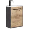 Image de Meuble Lave-mains Florence 40 x 22 cm - Gris avec Chêne Châtaignier - Meuble sous vasque avec fermeture douce