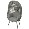 Image de Fauteuil de jardin sur pieds oeuf de jardin en résine tressée gris clair Palermo - Jardideco
