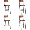 Image de Chaises De Bar Lot De 4 Contreplaqué Solide Et Acier Vidaxl