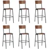 Image de Chaises De Bar Lot De 6 Contreplaqué Solide Et Acier Vidaxl