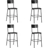 Image de Chaises De Bar Lot De 4 Noir Contreplaqué Solide Et Acier Vidaxl