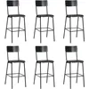 Image de Chaises De Bar Lot De 6 Noir Contreplaqué Solide Et Acier Vidaxl