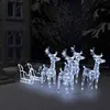 Image de vidaXL Décoration de Noël Rennes et Traîneau Extérieur Eclairage Ornement Lumière Illumination de Noël Salon Intérieur 289980