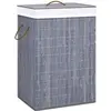 Image de Panier À Linge Avec 2 Sections Bambou Gris 72 L Vidaxl