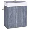 Image de Panier À Linge Avec 2 Sections Bambou Gris 100 L Vidaxl