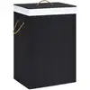 Image de Panier À Linge Avec 2 Sections Bambou Noir 72 L Vidaxl