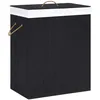Image de Panier À Linge Avec 2 Sections Bambou Noir 100 L Vidaxl