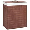 Image de Panier À Linge Avec 2 Sections Bambou Marron 100 L Vidaxl