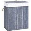 Image de Panier À Linge Avec Une Seule Section Bambou Gris 83 L Vidaxl