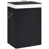Image de Panier À Linge Avec Une Seule Section Bambou Noir Vidaxl