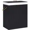 Image de Panier À Linge Avec Une Seule Section Bambou Noir 83 L Vidaxl