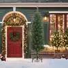 Image de Sapin De Noël Artificiel Mince Avec Support Vert 210 Cm Pvc Vidaxl