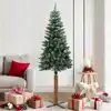 Image de Sapin De Noël Mince Bois Véritable Et Neige Blanche Vert 180 Cm Vidaxl