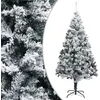 Image de vidaXL Sapin de Noël artificiel avec neige floquée Vert 180 cm PVC