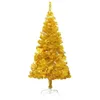 Image de vidaXL Sapin de Noël artificiel avec support Doré 150 cm PET