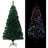 Image de Sapin De Noël Artificiel Avec Support Vert 150 Cm Fibre Optique Vidaxl