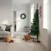 Image de Sapin De Noël Artificiel Moitié Avec Support Vert 180 Cm Pvc Vidaxl