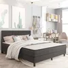 Image de vidaXL Sommier à lattes de lit Gris foncé Tissu 160x200 cm 3054713