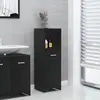 Image de Armoire De Salle De Bain Noir 30x30x95 Cm Bois D'ingénierie Vidaxl