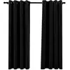 Image de Rideaux Occultants Aspect Lin Avec  illets 2 Pcs Noir 140x175cm Vidaxl
