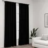 Image de vidaXL Rideaux occultants aspect lin avec crochets 2pcs Noir 140x225cm
