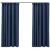 Image de Rideaux Occultants Aspect Lin Avec Crochets 2pcs Bleu 140x175cm Vidaxl
