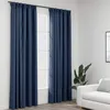 Image de vidaXL Rideaux occultants aspect lin avec crochets 2pcs Bleu 140x225cm