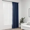 Image de vidaXL Rideau occultant daspect de lin avec crochets Bleu 290x245 cm