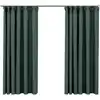 Image de Rideaux Occultants Aspect Lin Avec Crochets 2pcs Vert 140x175cm Vidaxl
