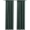 Image de Rideaux Occultants Aspect Lin Avec Crochets 2pcs Vert 140x225cm Vidaxl