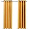 Image de Rideaux Occultants Aspect Lin À  illets 2 Pcs Jaune 140x175 Cm Vidaxl
