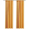 Image de Rideaux Occultants Aspect Lin Et Crochets 2 Pcs Jaune 140x225cm Vidaxl