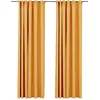 Image de Rideaux Occultants Aspect Lin Et Crochets 2 Pcs Jaune 140x245cm Vidaxl