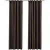 Image de Rideaux Occultants Aspect Lin Et Crochets 2 Pcs Taupe 140x245cm Vidaxl