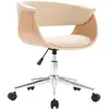 Image de Chaise Pivotante De Bureau Crème Bois Courbé Et Similicuir Vidaxl
