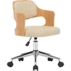Image de Chaise Pivotante De Bureau Crème Bois Courbé Et Similicuir Vidaxl