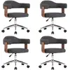 Image de Vidaxl chaises pivotantes à manger lot de 4 gris bois courbé et tissu