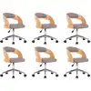 Image de Chaises Pivotantes À Manger Lot De 6 Taupe Bois Courbé Et Tissu Vidaxl