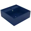 Image de vidaXL Lavabo carré à trop-plein Bleu foncé mat 41x41 cm Céramique