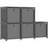 Image de Étagère D'affichage 5 Cubes Et Boîtes Gris 103x30x72,5 Cm Tissu Vidaxl