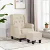 Image de Fauteuil Avec Repose-pied Crème Tissu Vidaxl