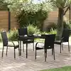 Image de Chaises Empilables D'extérieur Lot De 4 Résine Tressée Noir Vidaxl