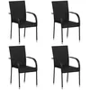 Image de vidaXL Chaises empilables dextérieur lot de 4 Résine tressée Noir 310084