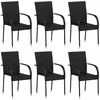 Image de vidaXL Chaises empilables dextérieur lot de 6 Résine tressée Noir 310087