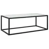 Image de vidaXL Table basse Noir avec verre marbre blanc 100x50x35 cm