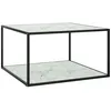 Image de Table Basse Noir Avec Verre Marbre Blanc 90x90x50 Cm Vidaxl