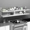 Image de vidaXL Étagères murales flottantes à 2 niveaux 2 pcs Inox 200x30 cm 3055899