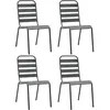 Image de Chaises D'extérieur Lot De 4 Design À Lattes Acier Gris Foncé Vidaxl