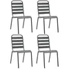Image de Chaise dextérieur - vidaXL - Design à lattes - Acier gris foncé - Empilable - Résistante aux intempéries